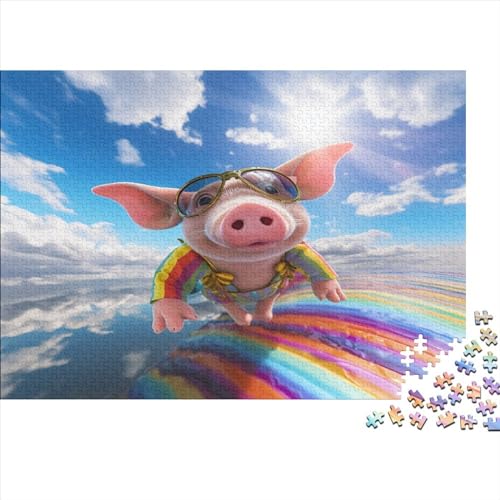 Pink Pigs 300 Stück Puzzles Für Erwachsene Teenager Stress Abbauen Familien-Puzzlespiel Mit Poster in 300-teiliges Puzzle Lernspiel Spielzeug Geschenk Puzzel 300pcs (40x28cm) von JUXINGABC