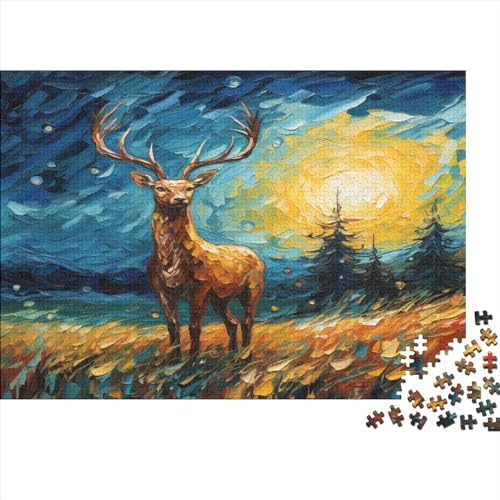 Puzzle 1000 Teile,Puzzle Erwachsene, Impossible Puzzle, Geschicklichkeitsspiel Für Die Ganze Familie,Puzzle Farbenfrohes Legespiel - Oil Painting Elch .Home Dekoration Puzzle 1000pcs (75x50cm) von JUXINGABC