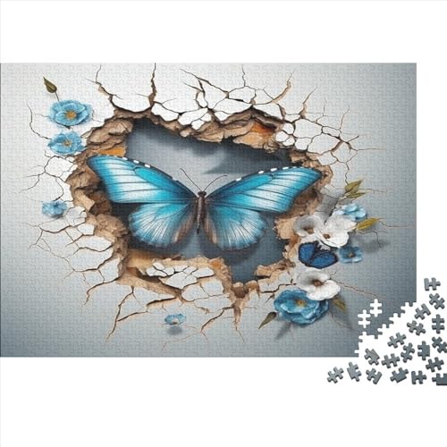Puzzle 1000 Teile - Schmetterling mit 3D-Effekt - Puzzle Für Erwachsene, [Exklusiv] 1000pcs (75x50cm) - Holzpuzzle von JUXINGABC