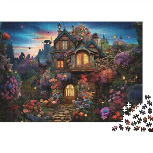 Puzzle 300 Teile - Anime Scenes, Blumen and Houses - Puzzle Für Erwachsene, [Exklusiv] 300pcs (40x28cm) - Holzpuzzle von JUXINGABC