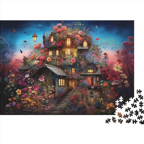 Puzzle 300 Teile - Anime Scenes, Blumen and Houses - Puzzle Für Erwachsene, [Exklusiv] 300pcs (40x28cm) - Holzpuzzle von JUXINGABC