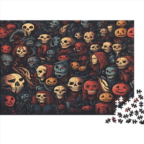 Puzzle 500 Teile, Halloween-Horrormuster Collection, Geschicklichkeitsspiel Für Die Ganze Familie, Erwachsenenpuzzle Ab 14 Jahren - Holzpuzzle 500pcs (52x38cm) von JUXINGABC