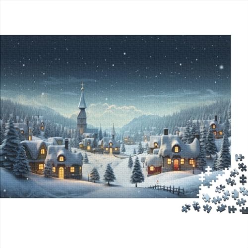 Puzzle 500 Teile, Weihnachtsnacht Winter Collection, Geschicklichkeitsspiel Für Die Ganze Familie, Erwachsenenpuzzle Ab 14 Jahren - Holzpuzzle 500pcs (52x38cm) von JUXINGABC
