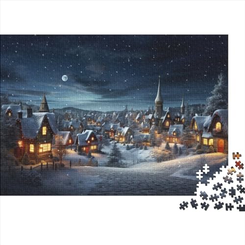 Puzzle 500 Teile, Weihnachtsnacht Winter Collection, Geschicklichkeitsspiel Für Die Ganze Familie, Erwachsenenpuzzle Ab 14 Jahren - Holzpuzzle 500pcs (52x38cm) von JUXINGABC