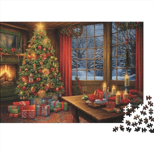 Puzzle 500 Teile, Weihnachtsnacht Winter Collection, Geschicklichkeitsspiel Für Die Ganze Familie, Erwachsenenpuzzle Ab 14 Jahren - Holzpuzzle 500pcs (52x38cm) von JUXINGABC