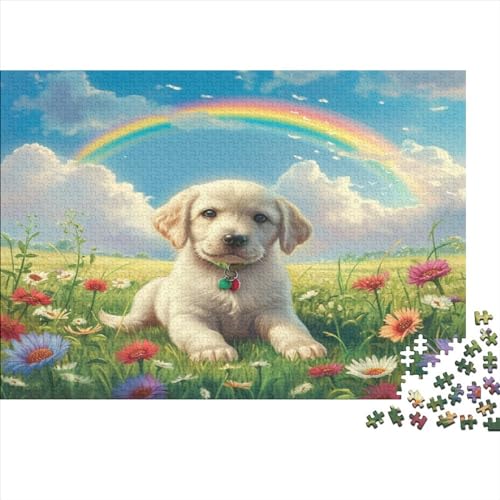 Rainbow Hund 1000 Teile, Impossible Woody Puzzle,Geschicklichkeitsspiel Für Die Ganze Familie, Erwachsenenpuzzle Ab 14 Jahren Puzzel 1000pcs (75x50cm) von JUXINGABC