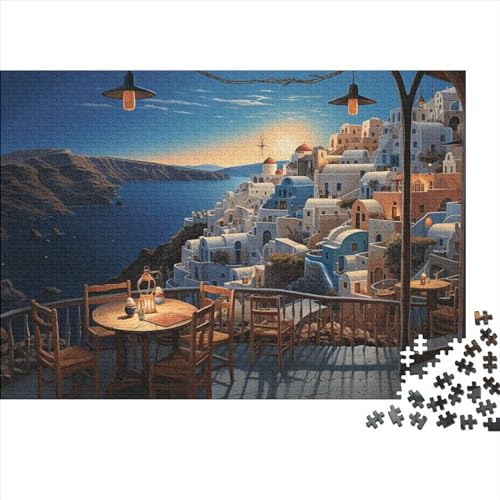 Santorini, Griechenland 300 Teile, Impossible Woody Puzzle,Geschicklichkeitsspiel Für Die Ganze Familie, Erwachsenenpuzzle Ab 14 Jahren Puzzel 300pcs (40x28cm) von JUXINGABC