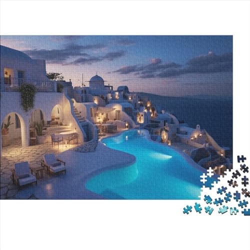 Santorini, Griechenland 500 Teile, Impossible Woody Puzzle,Geschicklichkeitsspiel Für Die Ganze Familie, Erwachsenenpuzzle Ab 14 Jahren Puzzel 500pcs (52x38cm) von JUXINGABC