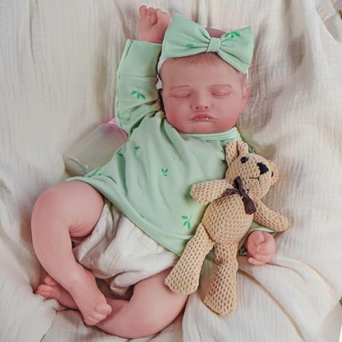 JUYOUYI Reborn Baby Puppen, 18 Zoll Real Life Baby Puppe weichen Stoff Körper, Neugeborenes Baby Puppe für Kinder ab 3 Jahren von JUYOUYI