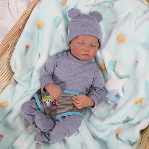 JUYOUYI Lifelike Reborn Baby Puppen, 18 Zoll realistische Baby-Puppe mit vollem Vinyl Körper Real Life Baby Puppe für Kinder ab 3 Jahren (LEVI.BEE) von JUYOUYI