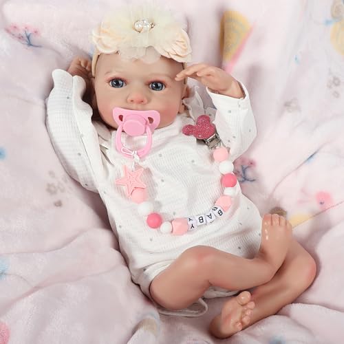 JUYOUYI Lifelike Reborn Baby Puppen, 18 Zoll realistische Baby-Puppe mit vollem Vinyl Körper Real Life Baby Puppe für Kinder ab 3 Jahren (AVA.W) von JUYOUYI