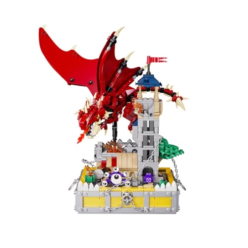 Dragon und Schätze Schloss Bausteine Set, Magie Dragon Guard Tower Architektur mit Würfel und Blinzelmonster Bausteine Bausatz, Kompatibel Spielzeug Modell für Erwachsene und Jugendliche 927 Teile von JVAVNE