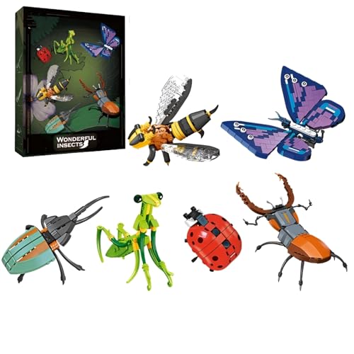 Insekten Bausteine, 769 Teile Hirschkäfer Gottesanbeterin Hummel Marienkäfer Schmetterling Nashornkäfer Klemmbausteine, Mikro Tiere Modell Bausatz Spielzeug, Geschenke für Erwachsene und Kinder Insekten Bausteine, 769 Teile Hirschkäfer Gottesanbeterin Hummel Marienkäfer Schmetterling Nashornkäfer Klemmbausteine, Mikro Tiere Modell Bausatz Spielzeug, Geschenke für Erwachsene und Kinder von JVAVNE
