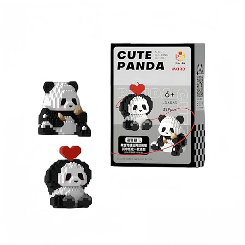 JVAVNE 2 IN 1 Panda Mini Bausteine Set, Panda with Sweet Patato Heart Niedliche Tiere Mini Klemmbausteine Modell Kit, 389 Teile Panda Micro Bausatz Spielzeug Deko Geschenkidee für Erwachsene Kinder von JVAVNE