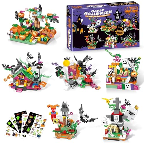 JVAVNE 6 in 1 Halloween Bausteine, 1061 Teile Halloween Klemmbausteine, Süßes-oder-Saures Bausteine Spielzeug für Kinder, Kreative Halloweens Party Bausatz Modell, Geschenke für Erwachsene und Kinder JVAVNE 6 in 1 Halloween Bausteine, 1061 Teile Halloween Klemmbausteine, Süßes-oder-Saures Bausteine Spielzeug für Kinder, Kreative Halloweens Party Bausatz Modell, Geschenke für Erwachsene und Kinder von JVAVNE