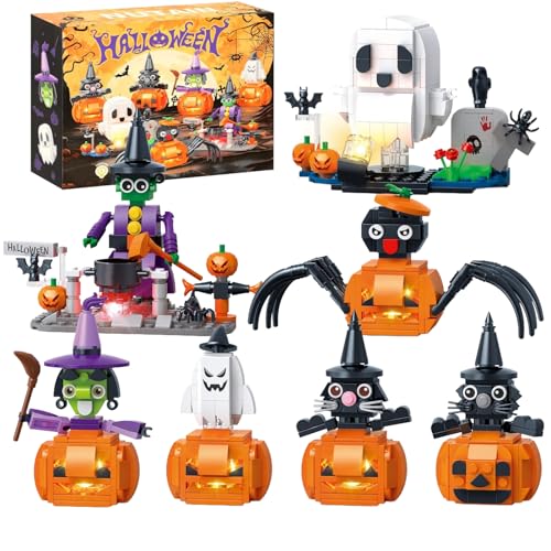 JVAVNE 7 Set Halloween Kürbis Bausteine, Halloween Klemmbausteine, Halloweens Weihnachts Kürbishaus Partygeschenk Deko Bausatz Modell, Geschenk für Erwachsene und Kinder, 882 Teile JVAVNE 7 Set Halloween Kürbis Bausteine, Halloween Klemmbausteine, Halloweens Weihnachts Kürbishaus Partygeschenk Deko Bausatz Modell, Geschenk für Erwachsene und Kinder, 882 Teile von JVAVNE