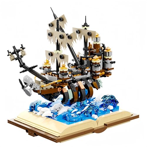 JVAVNE Geist Piratenschiff Bausteine Set, Magisches Buh Piratenschiff Spielzeug Klemmbausteine Kit, mittelalterliches Wikingerschiff Boot Modell Bausteine für Erwachsene, Heim Dekor, 1028Teile von JVAVNE