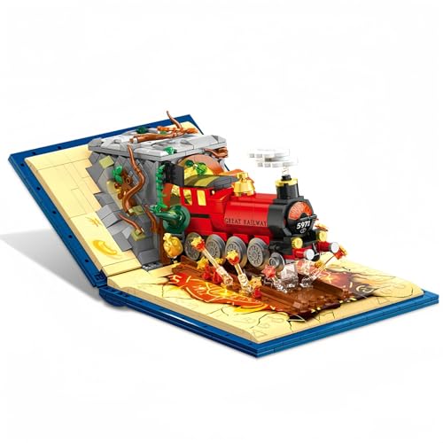 JVAVNE Harry Zauberbuch Express Zug Lokomotive Klemmbausteine Set, Retro Magie Wizard World Dampfzug Bausteine Bausatz 889 Teile, Eisenbahn Fahrzeug Modell Spielzeug für Jugendliche Erwachsene von JVAVNE