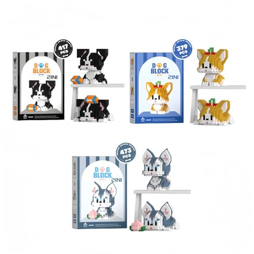 JVAVNE Ideas Hunde Bausteine Set, 1269 Teile Creator 2 In 1 Entzückender Welpe für Tier Hundeliebhaber, Sammlerstück Border Collie Husky Corgi, Heimdeko Bausatz Spielzeug für Kinder Erwachsene von JVAVNE