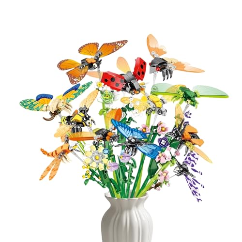JVAVNE Insekten Blumen Bausteine, 1271 Teile Mini Blumen Insekten Klemmbausteine, Kreatives DIY Insektens Tiere Blumenstrauß Bausatz Modell, Geschenk für Frauen Mädchen JVAVNE Insekten Blumen Bausteine, 1271 Teile Mini Blumen Insekten Klemmbausteine, Kreatives DIY Insektens Tiere Blumenstrauß Bausatz Modell, Geschenk für Frauen Mädchen von JVAVNE