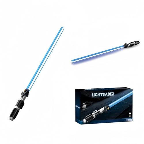 JVAVNE Lichtschwert mit Ständer Bausteine Set, 629 Teile Lichtschwert Waffe Klemmbausteine Modell Kit, Sta* Nachtleuchtende Schwert Krieg Modell Spielzeug Geschenk für Erwachsene Kinder Fans, Blau von JVAVNE