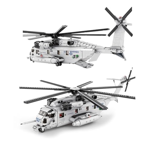 JVAVNE Militärhubschrauber Bausteine Set, 2192 Teile MOC CH-53E Super Stallion Transportflugzeug Hubschrauber Baumodellbausatz, kompatibles Armeeflugzeug Baumodellspielzeug für Erwachsene Jugendliche von JVAVNE