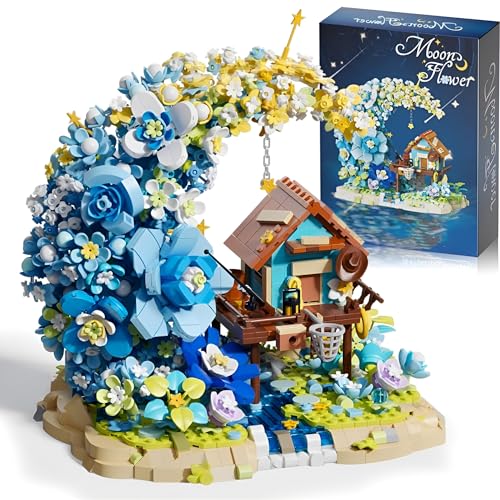 JVAVNE Mondblumen Bausteine, 1622 Teile Mini Feenhütte und Blauer Blumenstrauß Klemmbausteine, Mikro Blumen Botanische Architektur Buasatz Modell, Geschenk für Erwachsene und Kinder JVAVNE Mondblumen Bausteine, 1622 Teile Mini Feenhütte und Blauer Blumenstrauß Klemmbausteine, Mikro Blumen Botanische Architektur Buasatz Modell, Geschenk für Erwachsene und Kinder von JVAVNE