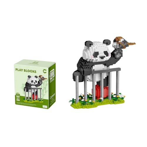 JVAVNE Panda Mini Bausteine Set, Creator Panda Niedlich Tiere Klemmbausteine Spielzeug Kit 1098 Teile, Panda Micro Bausatz Modell Set für Erwachsene Kinder, Kreative Heim Büro Deko Geschenkidee von JVAVNE