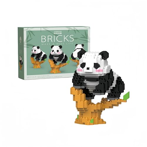 JVAVNE Panda auf Baum Mini Bausteine Set, 458 Teile Panda Niedliche Tiere Klemmbausteine Modell Kit, Panda Mikro Spielzeug Set Bausatz Kreative Dekor Geschenkidee für Erwachsene Kinder von JVAVNE