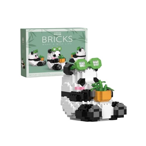 JVAVNE Panda mit Bambustopf Mini Bausteine Set, 348 Teile Panda Niedliche Tiere Klemmbausteine Modell Kit, Panda Mikro Spielzeug Set Bausatz Kreative Dekor Geschenkidee für Erwachsene Kinder von JVAVNE