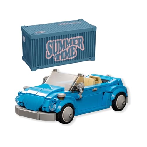 JVAVNE Retro Camper Auto Bausteine Set mit Schaukasten, Modulare Mini Wohnmobil Klemmbausteine Bausatz, Auto Sammelbares Spielzeug, Geschenk für Erwachsene und Kinder, 320 Teile von JVAVNE