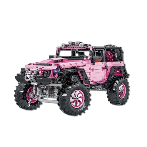 JVAVNE Technik Wrangler Auto Bausteine Set, Vehicle Spielzeu Auto Klemmbausteine, Modellbausatz Off-Road Geländewagen, Geschenk für Erwachsene und Teenager, Heim Büro Dekoration, Rosa 2471 Teile von JVAVNE