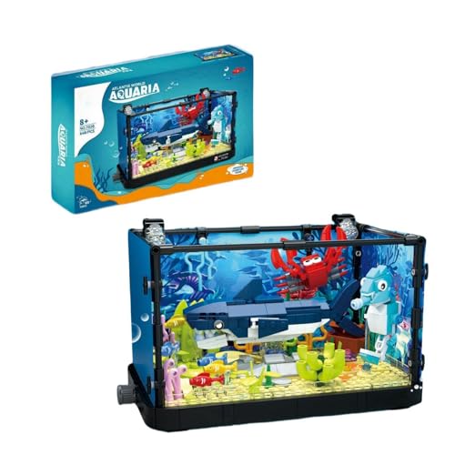 JVAVNE Tiere Bausteine Set, Kompatibel Leg0 Aquarium Hai Seepferdchen Krabben Fische Tank Klemmbausteine Bausatz, Seetang Korallen Pflanzen Spielzeug Geschenke für Erwachsene Kinder 648 Teile von JVAVNE