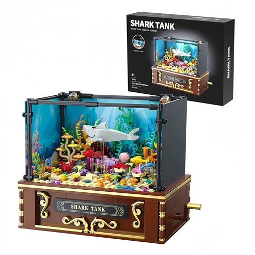 JVAVNE Tiere Bausteine Set, Kompatibel Leg0 Aquarium Tiefsee Hai Tank Seetang Tank Spieluhr Stil Klemmbausteine Bausatz, Korallen Pflanzen Modell Spielzeug Geschenk für Erwachsene Kinder 721 Teile von JVAVNE