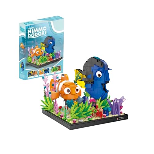 JVAVNE Tiere Fisch Bausteine Set, Finding Nemoo Doryy Aquarium Klemmbausteine Bausatz, Clownfisch Blau Tang pädagogische Modell Spielzeug für Erwachsene Kinder Kompatibel Leg0 Geschenke 886 Teile von JVAVNE