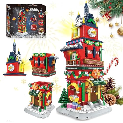 JVAVNE Weihnachts Countdown Turmhaus Bauspielzeug, Weihnachts Bausteine, Haus Klemmbausteine, Festival Architektur Bausatz Modell, Geschenk für Erwachsene und Kinder JVAVNE Weihnachts Countdown Turmhaus Bauspielzeug, Weihnachts Bausteine, Haus Klemmbausteine, Festival Architektur Bausatz Modell, Geschenk für Erwachsene und Kinder von JVAVNE