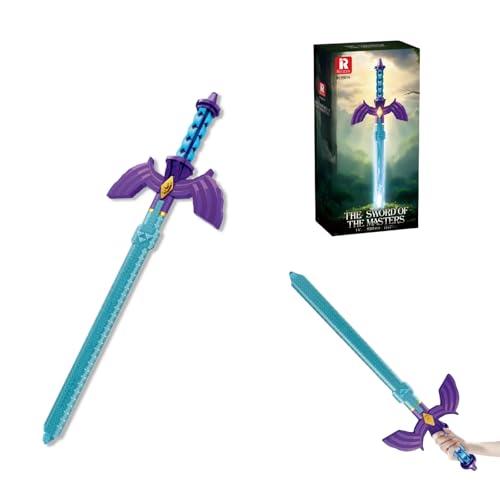 Meister Schwert Bausteine Set, 820 Teile Link's Skyward Samurai Schwert Klemmbausteine Modell Kit, Legend Zeld Mittelalterlich Waffe Spielzeug Geschenk für Erwachsene Kinder, Cosplay Requisiten Dekor von JVAVNE