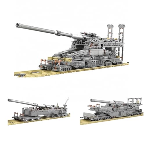 Militär Dora WW2 Panzer Klemmbausteine Set, Deutsch Schwere Artillerie 80CM Eisenbahngeschütz Kanonen Panzer Bausteine Bausatz 3746 Teile, Armee Modell Spielzeug Geschenk für Erwachsene Kinder von JVAVNE