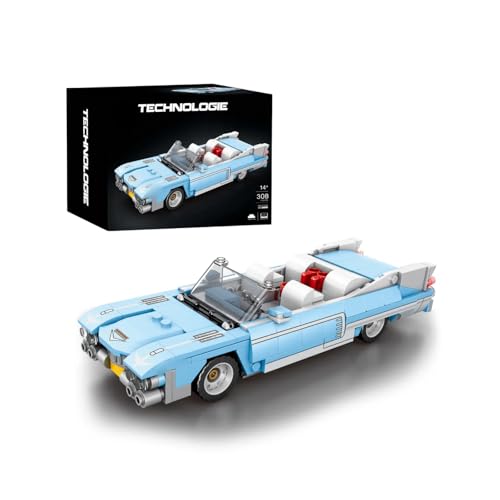 Retro Rennwagen Speed Champion Bausteine Set, 1:24 Cadillaac Eldorado Cabrio Sportwagen Klemmbausteine Modell Kit, 309 Teile Kompatibel LEG Weinlese Superauto Spielzeug Geschenk für Erwachsene Kinder von JVAVNE