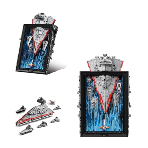 Star Imperial Destroyer Raumschiff Wars Spielzeug Bausteine Set, 3D Wandhalterungen Interstellare Kunst Malerei Klemmbausteine Bausatz Modell Dekor Geschenk für Erwachsene Jugendliche 5964 Teile von JVAVNE