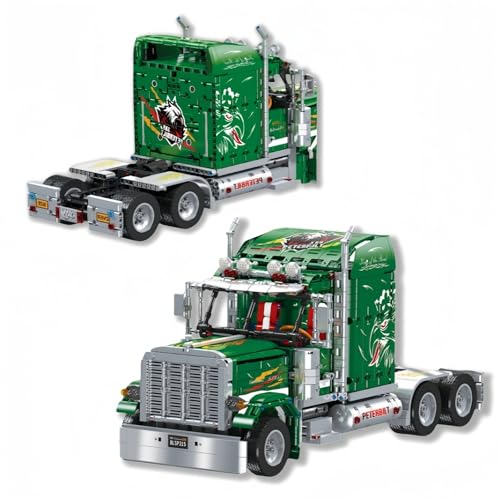 Technik LKW Bausteine Set, Tractor Bausteine Modell Bausatz 2105 Teile, Peterbilt 389 MOC Klemmbausteine LKW Technisches, Geschenke Spielzeug für Erwachsene Kinder Kompatibel mit Mainstream Marken von JVAVNE