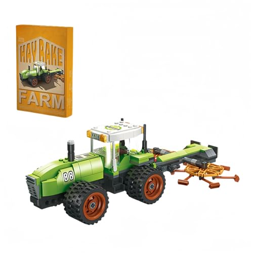 Technik Stadt Konstruktion Traktor Bausteine Kit 320 Teile, Mini Heugras Rotationsrechen Heuwender Klemmbausteine Modell Kit, Lkw Landwirtschaft Maschinen Spielzeug Geschenk für Erwachsene Kinder von JVAVNE