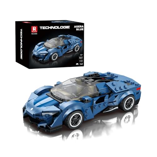 VizBrou Rennwagen Speed Champion Bausteine Set, 1:24 Agerra Blau Sportwagen Klemmbausteine Modell Kit, 327 Teile Kompatibel mit LEG Superauto Bausatz Spielzeug Geschenk Dekor für Erwachsene Kinder von JVAVNE