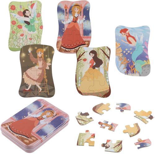 JVBAJV 5 PCS Prinzessin Puzzle, Meerjungfrau-Puzzle, Montessori Spielzeug Puzzle, Kinderpuzzle Geschenk für Jungen Mädchen von JVBAJV