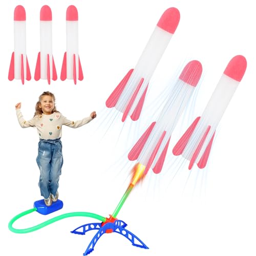 JVBAJV Raketen Spielzeug für Kinder mit 3 Schaumraketen, Rocket Launcher Rocket, Outdoor Spielzeug für Kinder, Kinderspielzeug Raketen für Kinder ab 3-12 Jahre von JVBAJV