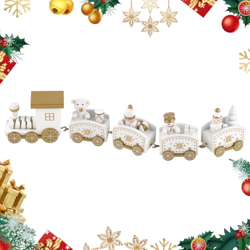 JVBAJV Weihnachtszug Holz, Kleine Eisenbahn Weihnachten, Weiß Eisenbahn Weihnachtszug, Mini Eisenbahn Zug Weihnachtsbaum für Kinder Mädchen Junge von JVBAJV