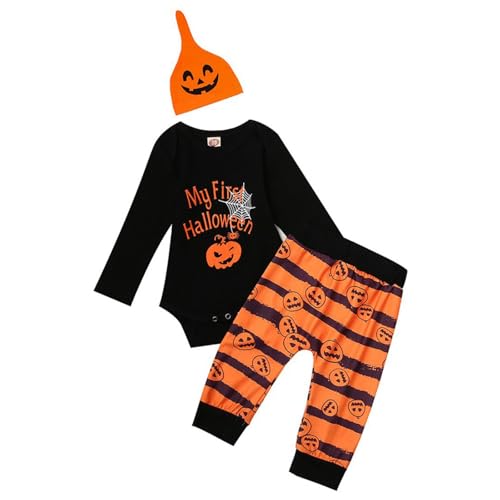 JVHYANFUL Kinder Halloween Kürbis Kostüm Kapuzenanzug mit Fußstulpen - Langarm Overall & Gestreifte Strumpfhose, Karnevalskostüm Pumpkin Strampler für Babys Mädchen Jungen Partys und Herbstfest JVHYANFUL Kinder Halloween Kürbis Kostüm Kapuzenanzug mit Fußstulpen - Langarm Overall & Gestreifte Strumpfhose, Karnevalskostüm Pumpkin Strampler für Babys Mädchen Jungen Partys und Herbstfest von JVHYANFUL
