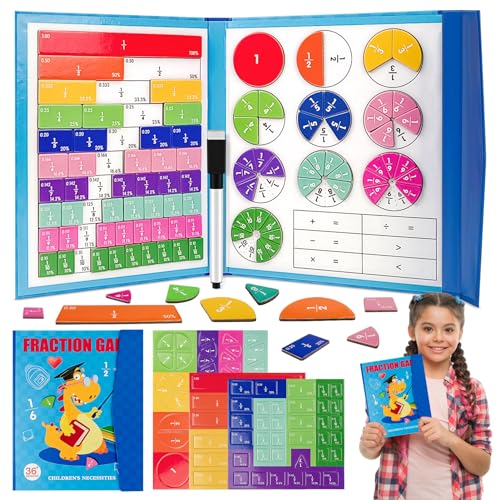 JWDMHSJ Math Toy Fraction, Bruchrechnen Material, Bruchrechnen Magnetisch, Mathe Lernspielzeug, Brüche Magnetisch, Arithmetisches Lernspielzeug, Magnetische Bruchfliesen und Bruchkreise für Kinder von JWDMHSJ