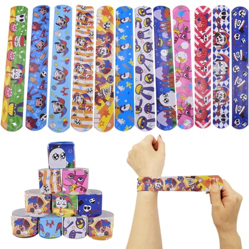 24 Stück Digitales Zirkus-Ohrfeigenarmband Digital Circus Klatscharmband für Kinder Schnapparmband Kinder Digitales Zirkus-Schnapparmband Party-Ohrfeige-Armband Kinderarmband Mit Schnappverschluss von JWKLYZH