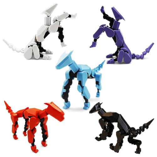 5 PCS Multi T13 Jointed Beweglicher Roboter Hund Titan 3D gedruckte Action Figur Hund Lucky 13 Roboter Actionfigur Hund Montieren Desktop Schreibtisch Dekoration Kreative Geschenke von JWKLYZH